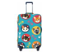 Xiso Ver Cat and Fish Bones Luggage Cover Washable Elasticated Luggage Covers for Suitcase tsa Approved Stylish Dust and Scratch Resistant Luggage Case Protector, Black, S (18.8-20.8 in suitcase)