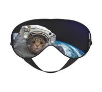 Xiso Ver Cat Astronaut Sleep Mask Adjustable Double -Sided Eye Mask Soft Sleeping Eye Covers for Sleeping Perfect Shading Reduce Eye Edema