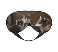 Xiso Ver Cat Family Sleep Mask Adjustable Double -Sided Eye Mask Soft Sleeping Eye Covers for Sleeping Perfect Shading Reduce Eye Edema