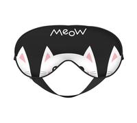 Xiso Ver Cat Meow Sleep Mask Adjustable Double -Sided Eye Mask Soft Sleeping Eye Covers for Sleeping Perfect Shading Reduce Eye Edema