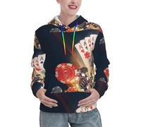 Xiso Ver Cats Group Womens Hoodies Casual Sweatshirts Pullover Fall Clothes with Pocket, Casino Poker Chips, L
