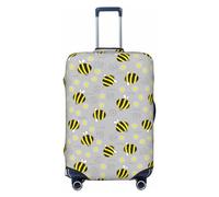 Xiso Ver Cheerful Bumble Bees and Daisies Luggage Cover Washable Elasticated Luggage Covers for Suitcase tsa Approved Stylish Dust and Scratch Resistant Luggage Case Protector, Black, S (18.8-20.8 in