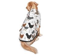 Xiso Ver Chickens and Doodle Flowers Dog Hoodie Soft and Warm Dog Hoodie Sweater with Leash Hole and Pocket Dog Winter Sweatshirt Warm Pet Clothes for Medium Large Dogs