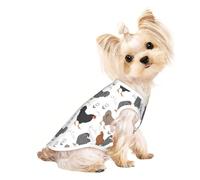 Xiso Ver Chickens and Doodle Flowers Print Dog Shirts Elastic Soft Dog T-Shirts Breathable Pet Clothes Spring Summer Pet Apparel Tee Shirt for Puppy Kitty Cats Small Medium Dogs