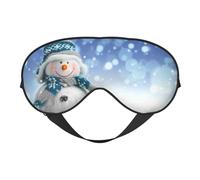 Xiso Ver Christmas Snowman in The Snow Sleep Mask Adjustable Double -Sided Eye Mask Soft Sleeping Eye Covers for Sleeping Perfect Shading Reduce Eye Edema