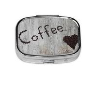 Xiso Ver Coffee Beans On Board Pill Box Portable Metal Pill Organizer 2 Compartment Medicine Small Pill Case for Purses Compact Travel Medicine Holder for Vitamins Medication