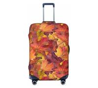 Xiso Ver Colorful Autumn Maple Leaves Luggage Cover Washable Elasticated Luggage Covers for Suitcase tsa Approved Stylish Dust and Scratch Resistant Luggage Case Protector, Black, X-L (28.3-31.5 in