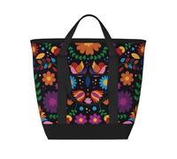 Xiso Ver Colorful Floral2 Insulated Cooler Bag Large Insulated Lunch Box Shopping Freezer Grocery Bags Reusable Insulated Leakproof Lunch Tote for Shopping, Traveling, Beach & Picnic