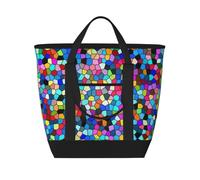 Xiso Ver Colorful Tie Dye Stained Glass 2 Insulated Cooler Bag Large Insulated Lunch Box Shopping Freezer Grocery Bags Reusable Insulated Leakproof Lunch Tote for Shopping, Traveling, Beach & Picnic