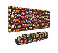 Xiso Ver Construction Truck Large Gaming Mouse Pad 31.5 x 11.8in Keyboard Mouse Mat Desk Keyboard Pad for Work, Play, Office, Home with Non-Slip Rubber Base Stitched Edges