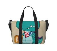 Xiso Ver Cool Dino Playing Skateboard Travel Bag for Women Men Weekender Bags Carry on Overnight Bag Tote Bag Yoga Gym Bag for Gym, Work, Weekend, Travel, Personal Items, Black, One Size