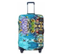 Xiso Ver Corgi Lying With Moons And Stars Luggage Cover Washable Elasticated Luggage Covers for Suitcase tsa Approved Stylish Dust and Scratch Resistant Luggage Case Protector for Kids and Adults