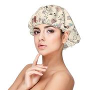 Xiso Ver Cute Animals in Autumn Forest Satin Bonnet Silk Bonnet for Sleeping with Adjustable Straps Hair Cap Double Layer Satin Lined Sleep Caps for Women's Natural & Curly Hair
