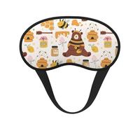 Xiso Ver Cute Bee Honey Jar Hive Bear Print Sleep Mask Adjustable Eye Mask Soft Sleeping Eye Covers for Sleeping Perfect Shading Reduce Eye Edema