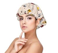 Xiso Ver Cute Cartoon Farm Satin Bonnet Silk Bonnet for Sleeping with Adjustable Straps Hair Cap Double Layer Satin Lined Sleep Caps for Women's Natural & Curly Hair
