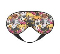 Xiso Ver Cute Cat Cartoon Sleep Mask Adjustable Double -Sided Eye Mask Soft Sleeping Eye Covers for Sleeping Perfect Shading Reduce Eye Edema