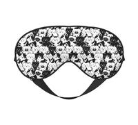 Xiso Ver Cute Cat Illustration Sleep Mask Adjustable Double -Sided Eye Mask Soft Sleeping Eye Covers for Sleeping Perfect Shading Reduce Eye Edema