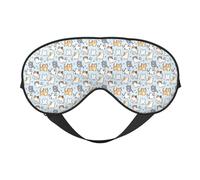 Xiso Ver Cute Cat Sleep Mask Adjustable Double -Sided Eye Mask Soft Sleeping Eye Covers for Sleeping Perfect Shading Reduce Eye Edema