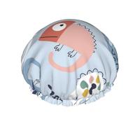 Xiso Ver Cute Chameleons On Blue Shower Cap for Women Double Waterproof Layers Bath Hats Elastic and Reusable Hair Caps for Long Thick Hair Soft Bath Shower Hair Hat