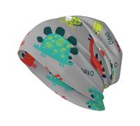 Xiso Ver Cute Dinosaur Beanie Hat Warm Cancer Headwear Stretch Knitted Cap for Women Men, Black, One Size
