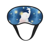 Xiso Ver Cute Elephant Sitting in The Moon with Little Bunny Print Sleep Mask Adjustable Eye Mask Soft Sleeping Eye Covers for Sleeping Perfect Shading Reduce Eye Edema