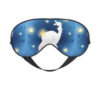 Xiso Ver Cute Elephant Sitting in The Moon with Little Bunny Sleep Mask Adjustable Double -Sided Eye Mask Soft Sleeping Eye Covers for Sleeping Perfect Shading Reduce Eye Edema
