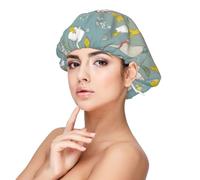 Xiso Ver Cute Farm Birds Satin Bonnet Silk Bonnet for Sleeping with Adjustable Straps Hair Cap Double Layer Satin Lined Sleep Caps for Women's Natural & Curly Hair