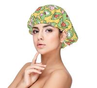 Xiso Ver Cute frog Hold Strawberry Satin Bonnet Silk Bonnet for Sleeping with Adjustable Straps Hair Cap Double Layer Satin Lined Sleep Caps for Women's Natural & Curly Hair