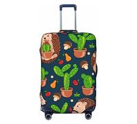 Xiso Ver Cute Little Bunny Elephant Painting A Planet Luggage Cover Washable Elasticated Luggage Covers for Suitcase tsa Approved Stylish Dust and Scratch Resistant Luggage Case, Cute Hedgehogs Cactus
