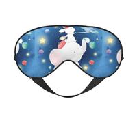 Xiso Ver Cute Little Bunny Elephant Painting A Planet Sleep Mask Adjustable Double -Sided Eye Mask Soft Sleeping Eye Covers for Sleeping Perfect Shading Reduce Eye Edema