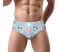 Xiso Ver Cute Panda Men's Underwear Briefs No Fly Covered Waistband Underpants, Cute Panda Flying in the Sky, M