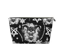 Xiso Ver Devil Skull Leather Cosmetic Bag for Women Small Makeup Bag for Purse Travel Cosmetic Pouch for Makeup Brushes Lipsticks, Gold, One Size