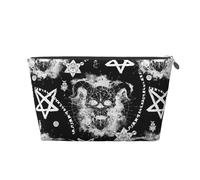Xiso Ver Devil Skull Leather Cosmetic Bag for Women Small Makeup Bag for Purse Travel Cosmetic Pouch for Makeup Brushes Lipsticks, Silver, One Size