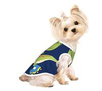 Xiso Ver Dino Playing Roller Skate Print Dog Shirts Elastic Soft Dog T-Shirts Breathable Pet Clothes Spring Summer Pet Apparel Tee Shirt for Puppy Kitty Cats Small Medium Dogs