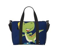 Xiso Ver Dino Playing Roller Skate Travel Bag for Women Men Weekender Bags Carry on Overnight Bag Tote Bag Yoga Gym Bag for Gym, Work, Weekend, Travel, Personal Items, Black, One Size