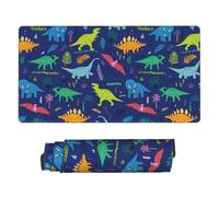 Xiso Ver Dinosaurs Adventure with Palms and Tropical Leaves Large Gaming Mouse Pad 29.5 x 15.8 in Keyboard Mouse Mat Desk Keyboard Pad for Play, Office, Home with Non-Slip Rubber Base Stitched Edges