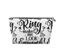 Xiso Ver Does This Ring Make Me Look Engaged Leather Cosmetic Bag for Women Small Makeup Bag for Purse Travel Cosmetic Pouch for Makeup Brushes Lipsticks, Silver, One Size
