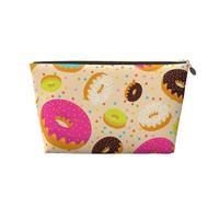 Xiso Ver Donuts Leather Cosmetic Bag for Women Small Makeup Bag for Purse Travel Cosmetic Pouch for Makeup Brushes Lipsticks, Gold, One Size
