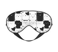 Xiso Ver Doodle Cute Cat Sleep Mask Adjustable Double -Sided Eye Mask Soft Sleeping Eye Covers for Sleeping Perfect Shading Reduce Eye Edema
