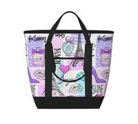 Xiso Ver Eiffel Tower and Hearts Insulated Cooler Bag Large Insulated Lunch Box Shopping Freezer Grocery Bags Reusable Insulated Leakproof Lunch Tote for Shopping, Traveling, Beach & Picnic