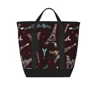 Xiso Ver Eiffel Tower Insulated Cooler Bag Large Insulated Lunch Box Shopping Freezer Grocery Bags Reusable Insulated Leakproof Lunch Tote for Shopping, Traveling, Beach & Picnic