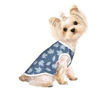 Xiso Ver Elegant Maple Leaf Denim Print Dog Shirts Elastic Soft Dog T-Shirts Breathable Pet Clothes Spring Summer Pet Apparel Tee Shirt for Puppy Kitty Cats Small Medium Dogs