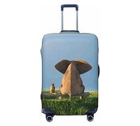 Xiso Ver Elephant Sitting on a Stack of Luggage Stack Ocean Washable Elastic Luggage Covers for Suitcases TSA Approved Stylish Dust and Scratch Resistant, Elephant Dog Sits Under the Rainbow, X-L