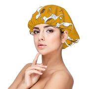 Xiso Ver English Cocker Spaniel Doing Yoga Satin Bonnet Silk Bonnet for Sleeping with Adjustable Straps Hair Cap Double Layer Satin Lined Sleep Caps for Women's Natural & Curly Hair