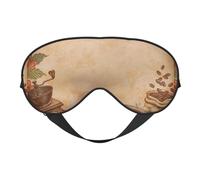 Xiso Ver Engraved Coffee On Kraft Paper Sleep Mask Adjustable Double -Sided Eye Mask Soft Sleeping Eye Covers for Sleeping Perfect Shading Reduce Eye Edema