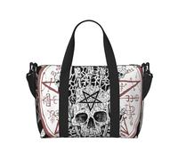 Xiso Ver Evil Skull and Magic Seal Travel Bag for Women Men Weekender Bags Carry on Overnight Bag Tote Bag Yoga Gym Bag for Gym, Work, Weekend, Travel, Personal Items, Black, One Size