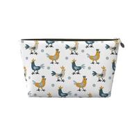 Xiso Ver Farm Roosters Leather Cosmetic Bag for Women Small Makeup Bag for Purse Travel Cosmetic Pouch for Makeup Brushes Lipsticks, Gold, One Size