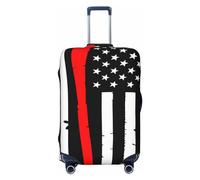 Xiso Ver Firefighters USA Flag Black And White Flag With Red Axe Fireman Gift Luggage Cover Washable Elasticated Luggage Covers for Suitcase tsa Approved Stylish Dust and Scratch Resistant