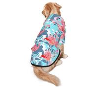 Xiso Ver Floral with Flamingo Watercolor Dog Hoodie Soft and Warm Dog Hoodie Sweater with Leash Hole and Pocket Dog Winter Sweatshirt Warm Pet Clothes for Medium Large Dogs