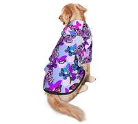 Xiso Ver Flying Butterflies Dog Hoodie Soft and Warm Dog Hoodie Sweater with Leash Hole and Pocket Dog Winter Sweatshirt Warm Pet Clothes for Medium Large Dogs